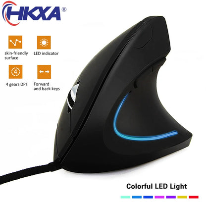 Wired Right Hand Vertical RGB Mouse Ergonomic Gaming Mouse 800 1200 1600 3200DPI USB Optical Wrist Healthy Mause for PC Computer Chewyzworld LLC