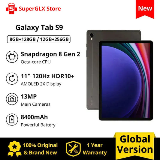 2023 New Samsung Galaxy Tab S9 WiFi Android Tablet 128GB Storage S Pen Included Unlocked 11'' AMOLED 2X Display 8400mAh Battery Chewyzworld LLC