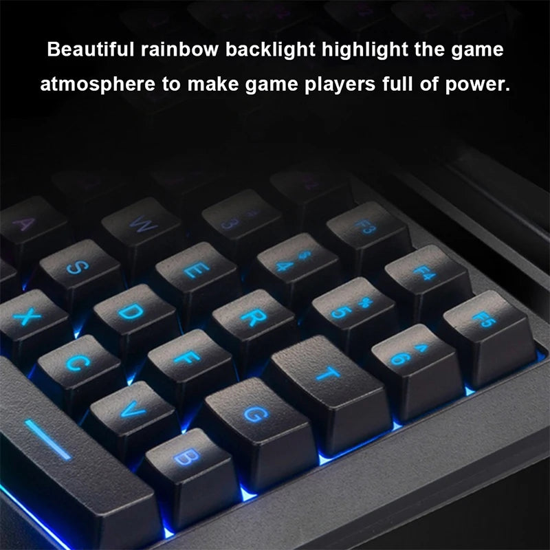 1pc One-Handed Gaming Keyboard RGB Backlit Portable Mini Gaming Keypad Game Controller for PC PS4 Xbox Gamer Chewyzworld LLC