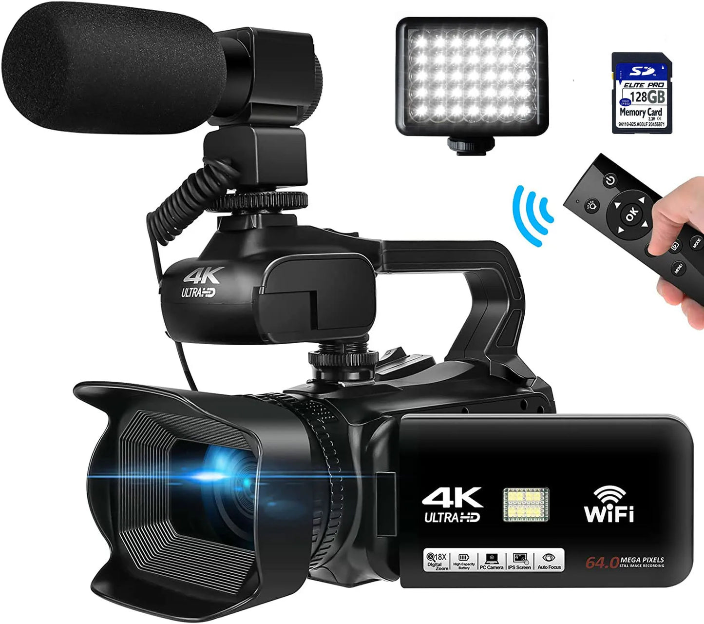 YouTube Camcorder 4K Ultra HD camera 64MP Streaming Camera 4.0"Touch Screen Digital Video Camera Chewyzworld LLC