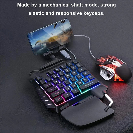 1pc One-Handed Gaming Keyboard RGB Backlit Portable Mini Gaming Keypad Game Controller for PC PS4 Xbox Gamer Chewyzworld LLC