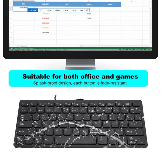 Keyboard Mini Keyboard Wired Keyboard Wired Mini Portable Spanish Keyboard USB Interface for Desktop Computer Ultra Thin 78 Keys Chewyzworld LLC