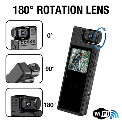 NEW Wifi 1080P HD Video Recorder 180° Ratotion Lens Camcorder with Night Vision Portable Conference Outdoor Clip Action Camera Chewyzworld LLC