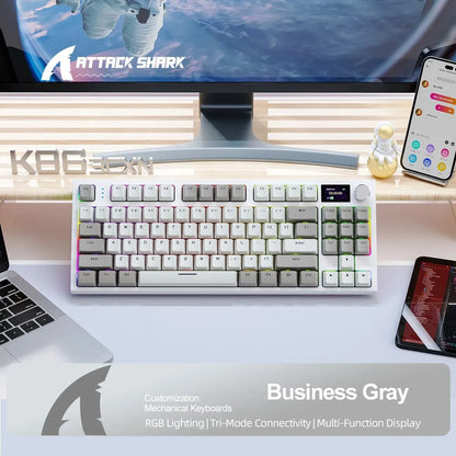 K86 Wireless Hot-Swappable Mechanical Keyboard Bluetooth/2.4g With Display Screen and Volume Rotary Button for Games and Work Chewyzworld LLC