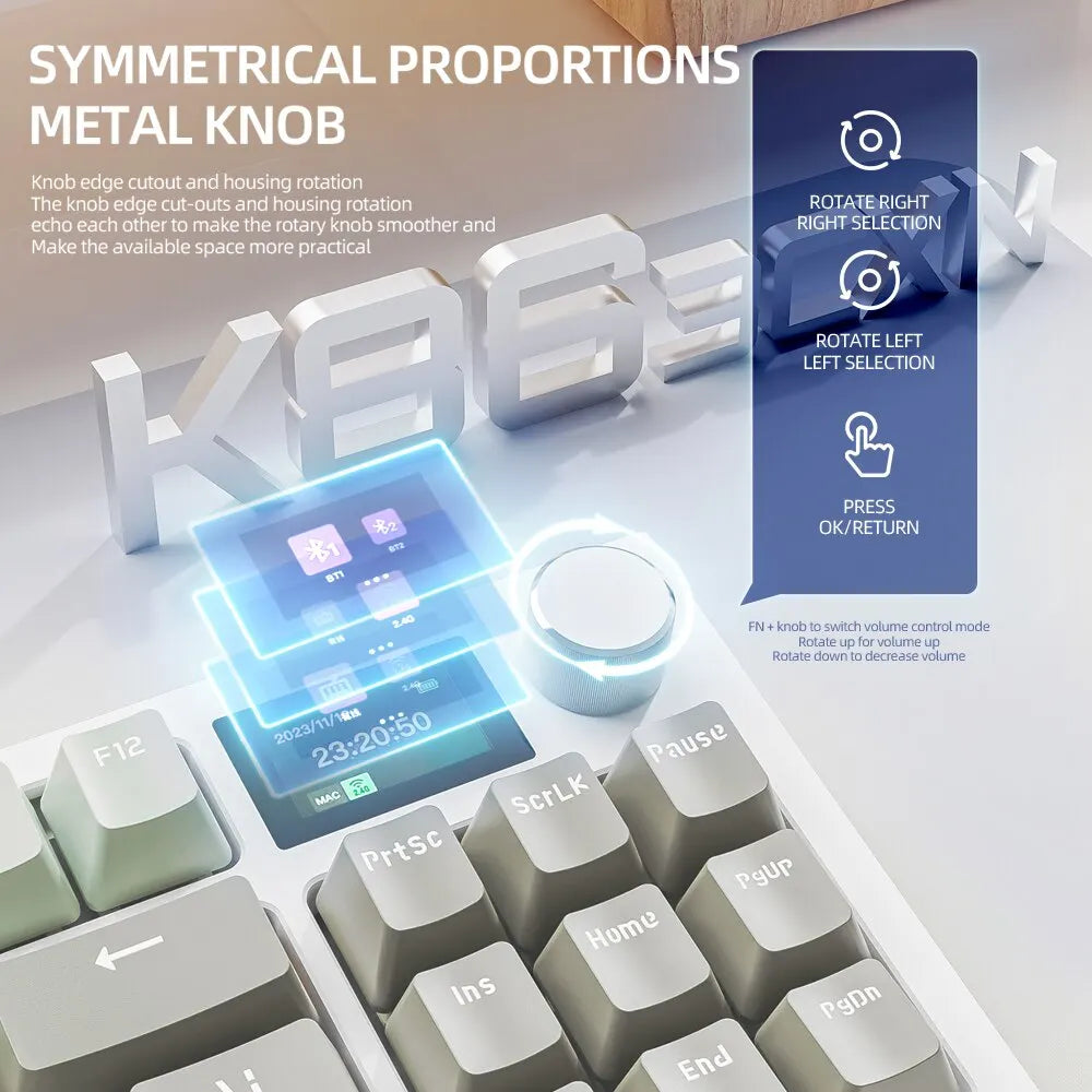 K86 Wireless Hot-Swappable Mechanical Keyboard Bluetooth/2.4g With Display Screen and Volume Rotary Button for Games and Work Chewyzworld LLC