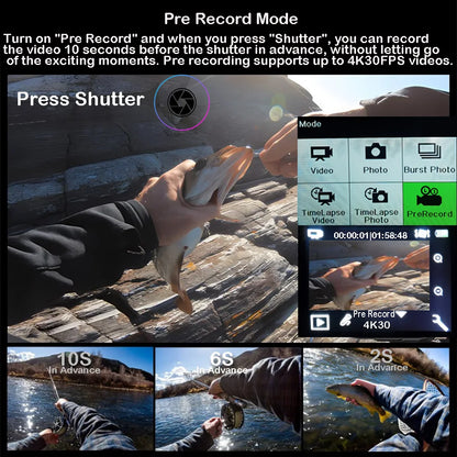 Action Camera 5K 4K60FPS EIS 48MP Wi-Fi Dual Screen 170D 8X Zoom Pre Record 30M Waterproof Sport Camera With Sony IMX576 Lens Chewyzworld LLC