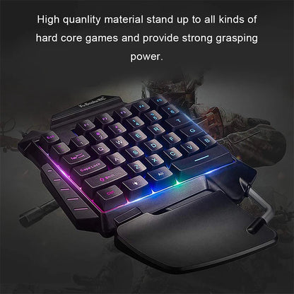 1pc One-Handed Gaming Keyboard RGB Backlit Portable Mini Gaming Keypad Game Controller for PC PS4 Xbox Gamer Chewyzworld LLC