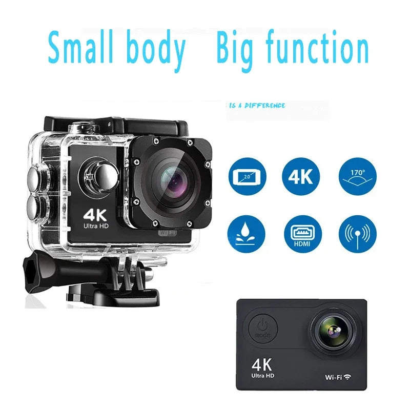 Action Camera Ultra HD 4K/30fps WiFi 2.0-inch 170D Underwater Waterproof Helmet Video Recording Cameras Sport Cam Chewyzworld LLC