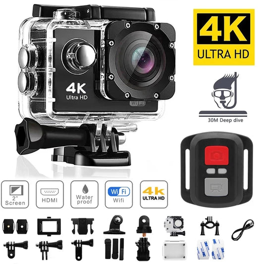 Ultra HD 4K Action Camera 1080P/30fps WiFi 2.0-inch 170D Underwater Waterproof Helmet Video Recording Cameras Go Sports Cam Pro Chewyzworld LLC