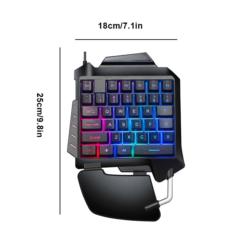 1pc One-Handed Gaming Keyboard RGB Backlit Portable Mini Gaming Keypad Game Controller for PC PS4 Xbox Gamer Chewyzworld LLC