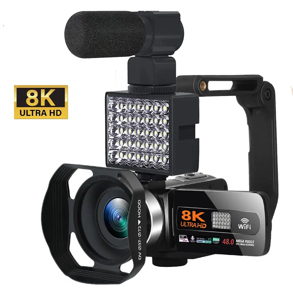 Full HD 8k Professional Video Camera 48MP WiFi Camcorder Digital 16X Zoom Streaming Auto Focus Cam Chewyzworld LLC