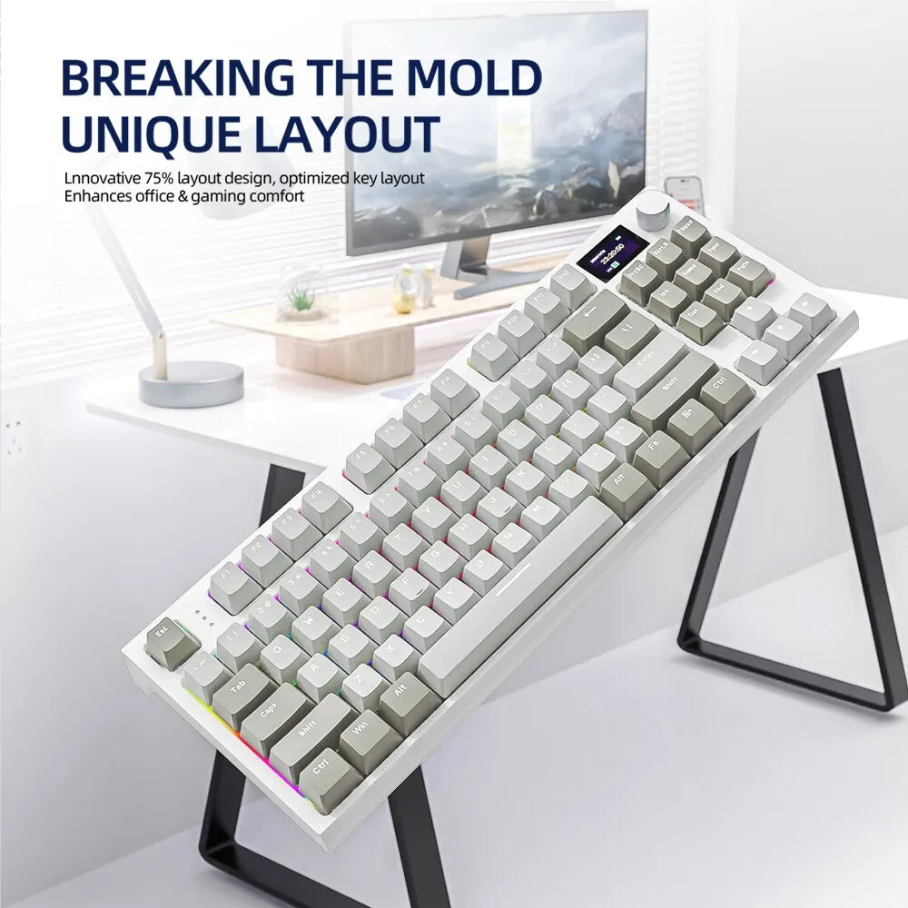 K86 Wireless Hot-Swappable Mechanical Keyboard Bluetooth/2.4g With Display Screen and Volume Rotary Button for Games and Work Chewyzworld LLC