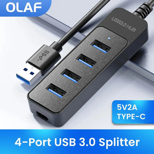 Olaf 4-Port High Speed USB Hub with Type C Splitter Chewyzworld LLC