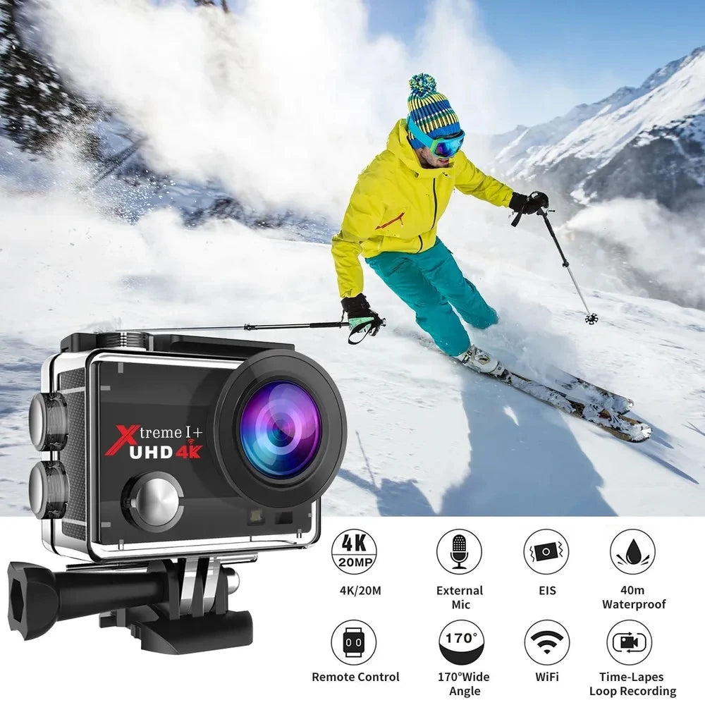 Go Pro Sports Action Camera 4K 30FPS 20MP Digital Video Camcorder 170° Wide Angle EIS  with External Microphone Remote Control Chewyzworld LLC