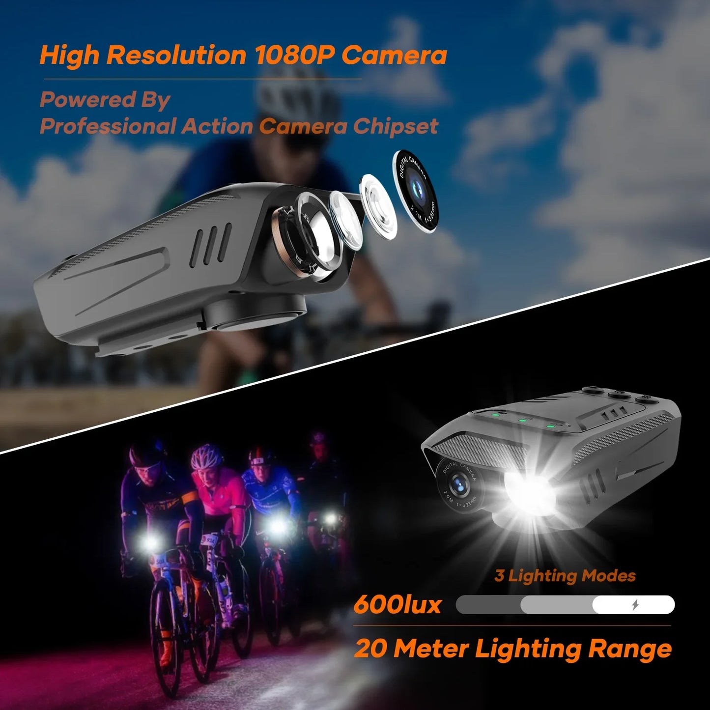 1080P Bike Helmet Camera Motorcycle Bicycle Drive Recorder Outdoor IPX5 Waterproof Action  With  Light Horn Sport Cam Chewyzworld LLC