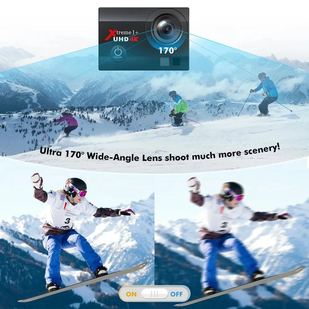 Go Pro Sports Action Camera 4K 30FPS 20MP Digital Video Camcorder 170° Wide Angle EIS  with External Microphone Remote Control Chewyzworld LLC