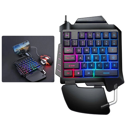 1pc One-Handed Gaming Keyboard RGB Backlit Portable Mini Gaming Keypad Game Controller for PC PS4 Xbox Gamer Chewyzworld LLC