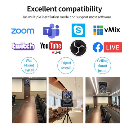 SMTAV AI Tracking NDI|HX Ptz Camera 20x 30x Video conference camera with POE HDMI SDI USB output ptz Church Broadcasting Chewyzworld LLC