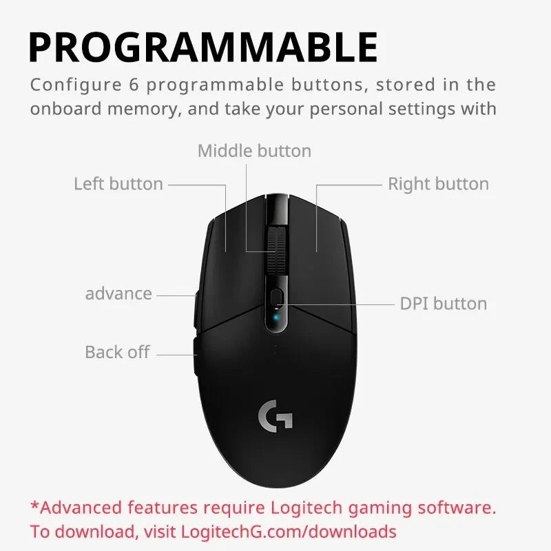 Logitech G304 G102 Wired Wireless Gaming Mouse RGB USB For PC Laptop Computer Ergonmic Mouse Gamer Mechanica Side Button Chewyzworld LLC